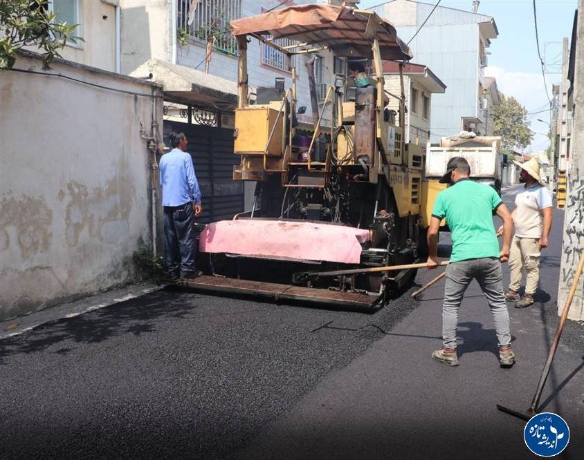 آسفالت بخشی دیگر از محلات منطقه پنج شهر رشت