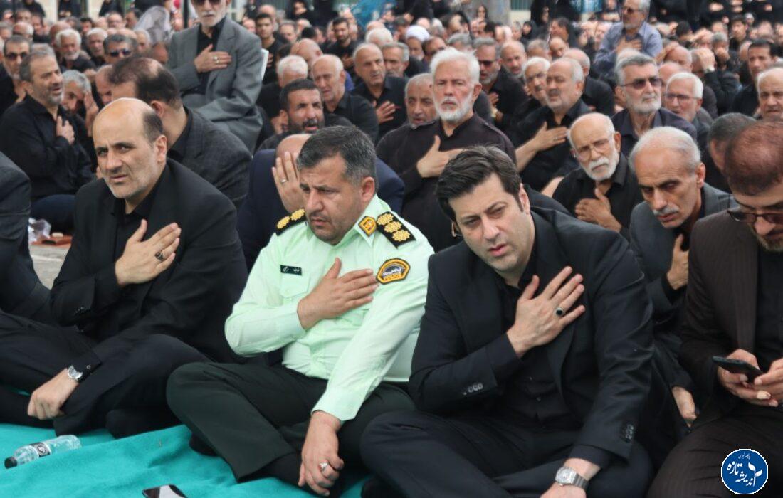 آئین عزاداری و اقامه نماز ظهر عاشورا در شهرستان لاهیجان